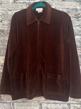 Jones New York Corduroy Zip Jacket in Dark Chocolate Brown Like New Condition